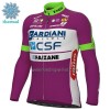 Wielershirt 2022 Bardiani-CSF Faizane Lange Mouw Winter Thermal Fleece Lila Groen